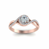 1ct Round Diamond Infinity Swirl Solitaire Engagement Ring 14k Rose Gold Finish