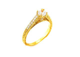 Filigree Bridal Set Engagement Ring 2ct Round Cut Diamond 14k Yellow Gold Finish