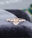 1ct Pear Cut Simulated Morganite Solitaire with Accents Ring 14k RoseGold Plated