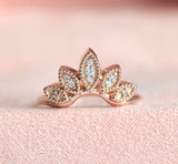 1.5ct Round Cut Diamond Engagement Ring Crown Bridal Set 14k Rose Gold Finish