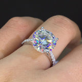2.2ct Round Cut Moissanite Hidden Halo Engagement Ring 14k White Gold Plated