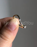 0.1ct Round Cut Moissanite Two Stone Stackable Women Band 14k Yellow Gold Plated