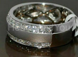 2.2ct Round Cut Moissanite Dual Row Wide Men's Wedding Band 14k WhiteGold Plated