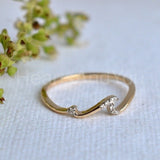 0.07ct Round Cut Moissanite Wave Dainty Engagement Ring 14K Rose Gold Plated