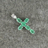 2.5ct Oval Cut Green Emerald Pendant Christ Cross 14k White Gold Finish NO CHAIN