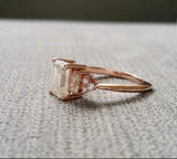 2ct Emerald Cut Diamond Engagement Ring Petite Round Accent 14k WhiteGold Finish