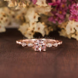 1ct Round Cut Simulated Morganite Minimalist Engagement Ring 14k RoseGold Plated