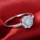 2Ct Round Cut Diamond Halo Floral Design Engagement Ring 18K White Gold Finish