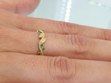 0.5ct Round Cut Green Emerald Wedding Band Ring Petal Vine 14k YellowGold Finish