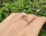 1.2ct Emerald Cut Peach Morganite Engagement Ring Bezel Set 14k Rose Gold Finish