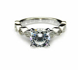2.35ct Engagement Ring Round Cut Diamond Accents Solitaire 14k White Gold Finish