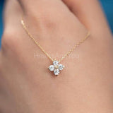 1ct Round Cut Moissanite Dainty Cluster Pendant Chain 14k Yellow Gold Plated
