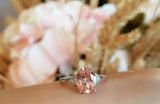 3ct Oval Cut Peach Morganite Engagement Ring 14k White Gold Finish Solitaire