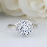 2.5ct Round Cut VVS1D Diamond Engagement Ring Halo Solitaire 14k White Gold Over