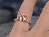 2Ct Round Cut Peach Morganite Diamond Accent Engagement Ring 14K Rose Gold Over