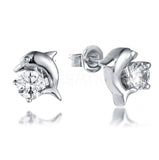 2ct Round Cut Moissanite Dual Dolphin Design Pendant Set 14k White Gold Plated