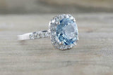 2ct Round Cut Blue Aquamarine Engagement Ring 14k White Gold Finish Diamond Halo