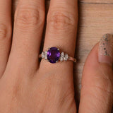 2.3ct Engagement Ring Oval Purple Amethyst Stylish Art Deco 14k WhiteGold Finish