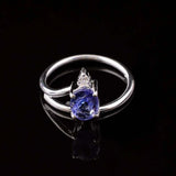 0.45ct Oval Cut Blue Tanzanite Stylish Split Shank Ring 14k White Gold Finish
