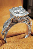 5Ct Round Cut Diamond Halo Split Band Vintage Cocktail Ring 18K White Gold Over