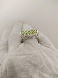 3ct Engagement Ring Oval Cut Green Peridot Filigree Cocktail 14k White Gold Over