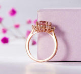 2.3ct Engagement Ring Round Cut Pink Sapphire Diamond Floral 14k Rose Gold Over
