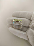 3ct Engagement Ring Oval Cut Green Peridot Filigree Cocktail 14k White Gold Over