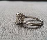 3Ct Emerald Cut Diamond Engagement Ring 14K White Gold Finish Three Stone Accent