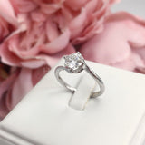 0.5ct Round Cut Moissanite Twist Solitaire Engagement Ring 14k White Gold Plated