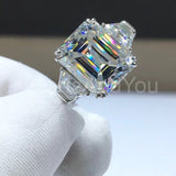 2.3ct Emerald Simulated Diamond Three Stone Engagement Ring 14k WhiteGold Plated