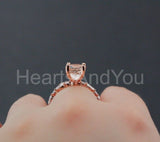 1ct Round Cut Simulated Morganite Solitaire with Accent Ring 14k RoseGold Plated