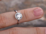 1.2ct Round Cut Diamond Solitaire Cluster Engagement Ring 14k White Gold Finish