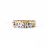 2.2ct Round Cut Moissanite 3 Row Channel Set Wedding Band 14k Yellow Gold Plated