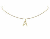 0.25ct Round Cut Diamond Pendant Custom Alphabet A Letter 14k Yellow Gold Finish