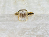 2.2ct Emerald Simulated Diamond Solitaire Bezel Set Ring 14k Yellow Gold Plated