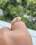 0.5ct Emerald Simulated Diamond Bezel Set Engagement Ring 14k Yellow Gold Plated