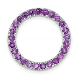 1ct Round Cut Simulated Purple Amethyst Hollow Disc Pendant 14k WhiteGold Plated