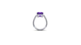 2ct Radiant Cut Purple Amethyst Engagement Ring Split Shank 14k WhiteGold Finish