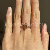 0.1ct Round Cut Moissanite Floral Design Engagement Ring 14k Yellow Gold Plated