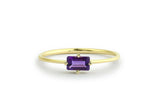 0.4ct Engagement Ring Baguette Cut Amethyst Minimalist 14k Yellow Gold Finish