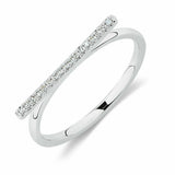 0.5ct Round Cut Diamond Horizontal Bar Engagement Ring 14k White Gold Finish