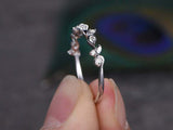 0.5ct Round Cut Diamond Wedding Band Unique Half Eternity 14k White Gold Finish