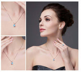 2.3ct Blue Topaz Pendant Oval Cut Solitaire Women 14k White Gold Finish NO CHAIN