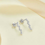 1.2ct Round Cut Diamond Geometric Minimal Stud Earrings 14k White Gold Finish