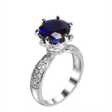 2ct Round Cut Blue Sapphire Engagement Ring 18k WhiteGold Over Accents Solitaire