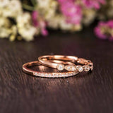 Half Eternity Wedding Bands 1.5ct Round Cut VVS1D Diamond 14k Rose Gold Finish