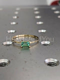 0.5ct Baguette Cut Simulated Green Emerald Solitaire Ring 14k Yellow Gold Plated