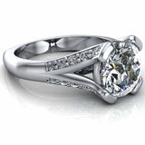 3.05ct Round Cut Diamond Engagement Ring Channel Split Shank 14k White Gold Over