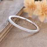0.3ct Round Cut Moissanite Minimalist Women Wedding Band 14k White Gold Plated