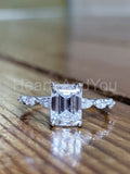 2.3ct Emerald Simulated Diamond Single Prong Accents Ring 14k White Gold Plated